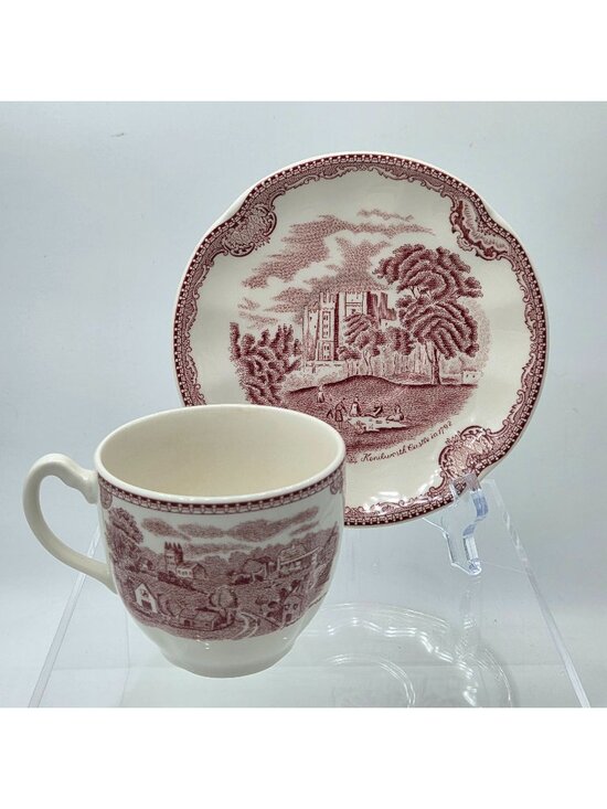 Johnson Brothers Other - Johnson Brothers Old Britain Castles Pink Flat Cup Saucer Set Kenilworth Castle